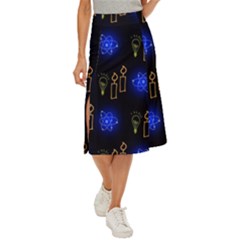 Background Doodles Candles Graphic Midi Panel Skirt by Bedest