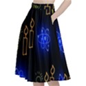 Background Doodles Candles Graphic A-Line Full Circle Midi Skirt With Pocket View2