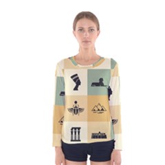 Egyptian Flat Style Icons Women s Long Sleeve T-shirt