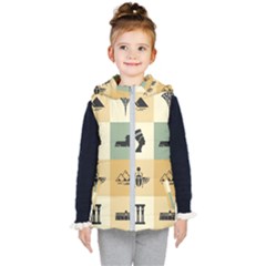 Egyptian Flat Style Icons Kids  Hooded Puffer Vest