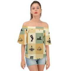 Egyptian Flat Style Icons Off Shoulder Short Sleeve Top by Bedest