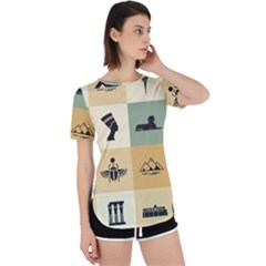 Egyptian Flat Style Icons Perpetual Short Sleeve T-shirt by Bedest