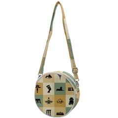 Egyptian Flat Style Icons Crossbody Circle Bag by Bedest