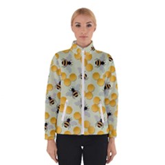 Bees Pattern Honey Bee Bug Honeycomb Honey Beehive Women s Bomber Jacket by Bedest