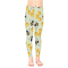 Bees Pattern Honey Bee Bug Honeycomb Honey Beehive Kids  Leggings