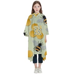 Bees Pattern Honey Bee Bug Honeycomb Honey Beehive Kids  Hooded Rain Ponchos by Bedest