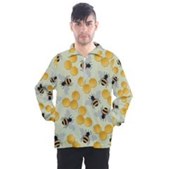 Bees Pattern Honey Bee Bug Honeycomb Honey Beehive Men s Half Zip Pullover by Bedest