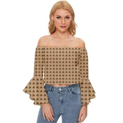 Olimedbege Off Shoulder Flutter Bell Sleeve Top