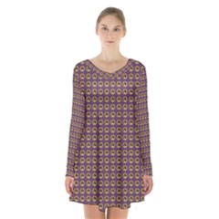 Olimedpurp Long Sleeve Velvet V-neck Dress