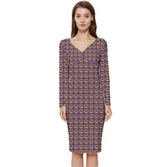 Olimedpurp Long Sleeve V-neck Bodycon Dress  by snowwhitegirl