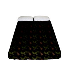 Fern Pattern 2 Black Fitted Sheet (full/ Double Size) by snowwhitegirl