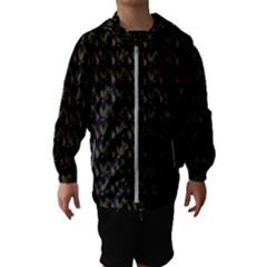 Fern Pattern 2 Black Kids  Hooded Windbreaker