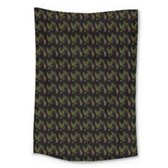 Fern Pattern 2 Black Large Tapestry