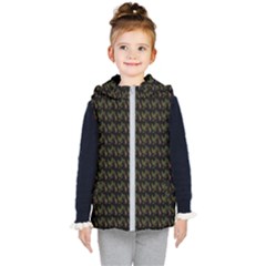 Fern Pattern 2 Black Kids  Hooded Puffer Vest