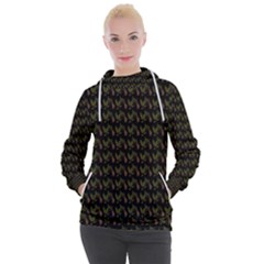 Fern Pattern 2 Black Women s Hooded Pullover