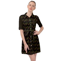 Fern Pattern 2 Black Belted Shirt Dress by snowwhitegirl