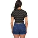 Fern Pattern 2 Black Side Button Cropped T-Shirt View4