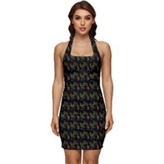 Fern Pattern 2 Black Sleeveless Wide Square Neckline Ruched Bodycon Dress by snowwhitegirl