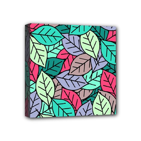 Pattern Leaves Background Nature Mini Canvas 4  X 4  (stretched) by Proyonanggan