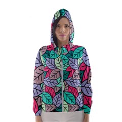 Pattern Leaves Background Nature Women s Hooded Windbreaker