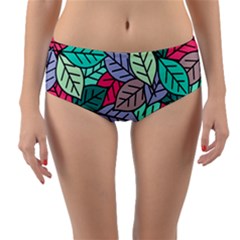 Pattern Leaves Background Nature Reversible Mid-waist Bikini Bottoms by Proyonanggan