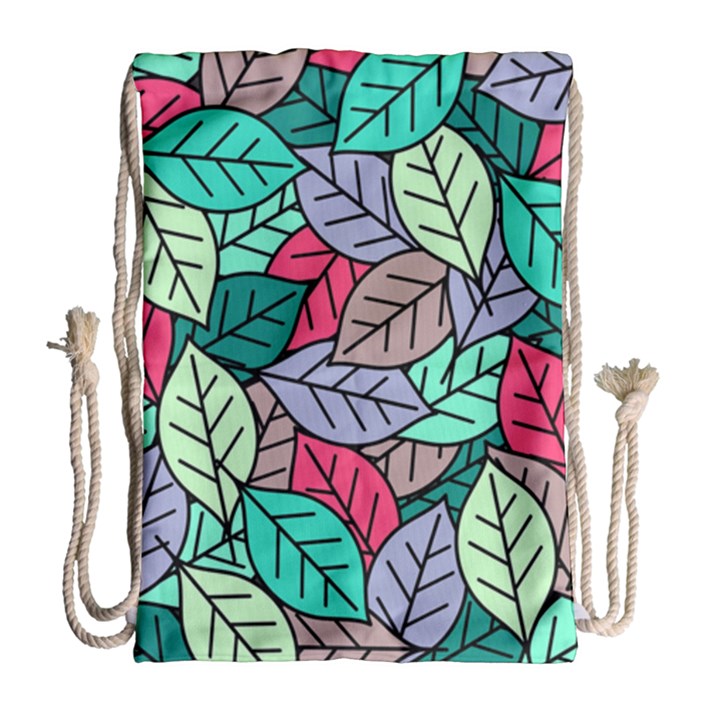 Pattern Leaves Background Nature Drawstring Bag (Large)