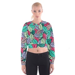 Pattern Leaves Background Nature Cropped Sweatshirt