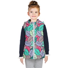 Pattern Leaves Background Nature Kids  Hooded Puffer Vest