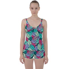 Pattern Leaves Background Nature Tie Front Two Piece Tankini by Proyonanggan