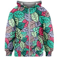 Pattern Leaves Background Nature Kids  Zipper Hoodie Without Drawstring