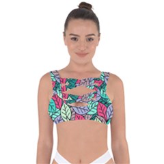 Pattern Leaves Background Nature Bandaged Up Bikini Top by Proyonanggan