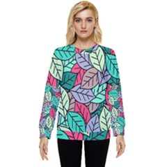 Pattern Leaves Background Nature Hidden Pocket Sweatshirt