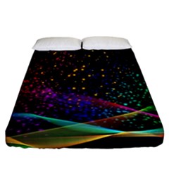 Particles Waves Line Multicoloured Fitted Sheet (california King Size) by Proyonanggan