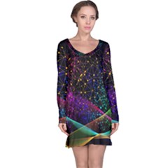 Particles Waves Line Multicoloured Long Sleeve Nightdress