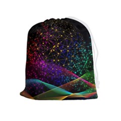 Particles Waves Line Multicoloured Drawstring Pouch (xl) by Proyonanggan