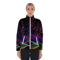 Particles Waves Line Multicoloured Women s Bomber Jacket