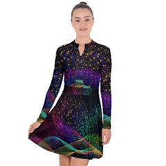 Particles Waves Line Multicoloured Long Sleeve Panel Dress by Proyonanggan