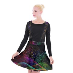 Particles Waves Line Multicoloured Suspender Skater Skirt by Proyonanggan