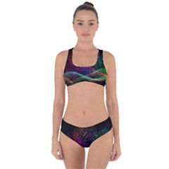 Particles Waves Line Multicoloured Criss Cross Bikini Set by Proyonanggan