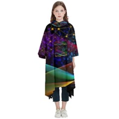 Particles Waves Line Multicoloured Kids  Hooded Rain Ponchos by Proyonanggan