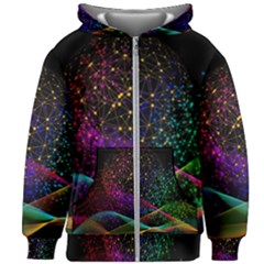 Particles Waves Line Multicoloured Kids  Zipper Hoodie Without Drawstring