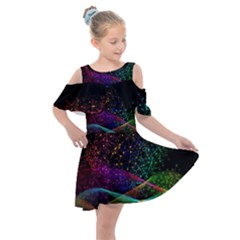 Particles Waves Line Multicoloured Kids  Shoulder Cutout Chiffon Dress by Proyonanggan