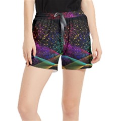 Particles Waves Line Multicoloured Women s Runner Shorts