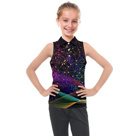 Particles Waves Line Multicoloured Kids  Sleeveless Polo T-shirt by Proyonanggan