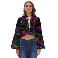 Particles Waves Line Multicoloured Boho Long Bell Sleeve Top by Proyonanggan