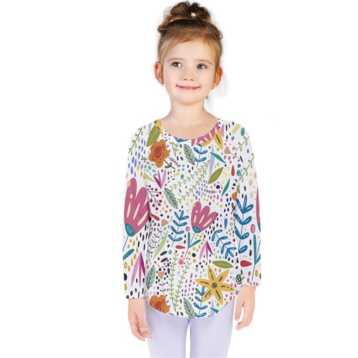 Flowers Nature Wallpaper Background Kids  Long Sleeve T-Shirt