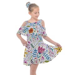 Flowers Nature Wallpaper Background Kids  Shoulder Cutout Chiffon Dress by Proyonanggan