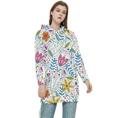 Flowers Nature Wallpaper Background Women s Long Oversized Pullover Hoodie