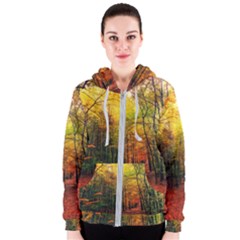 Forest Woods Autumn Nature Women s Zipper Hoodie