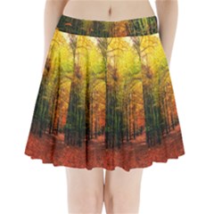 Forest Woods Autumn Nature Pleated Mini Skirt by Proyonanggan